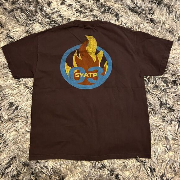 Vintage Firefighter Y2K Consumed Flame SYATP Size XL Brown 2003 T Shirt Fire - Picture 2 of 7